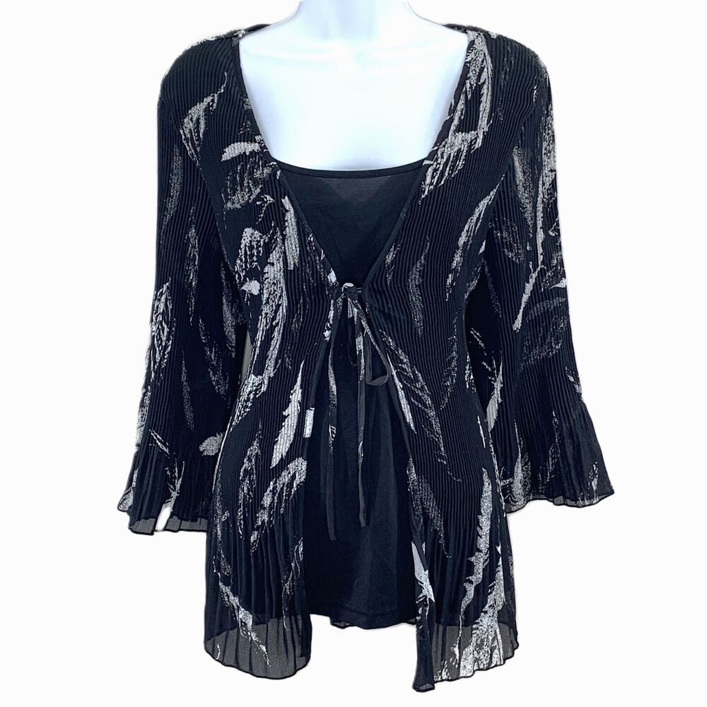 Whimsi Crinkle Top Size XL 3/4 Sleeve Goth Fairy Romantic Witchy Celestial Y2k